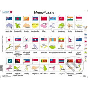 MemoPuzzle: Vlajky Ázia a Austrália - Pexeso puzzle GP7 - Larsen