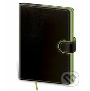 Zápisník Flip M linkovaný černo/zelený - Helma