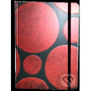 Zápisník s gumičkou A5 145x210 mm černý s červenými koly - Eden Books