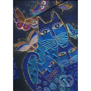 Paperblanks - Blue Cats & Butterflies - MIDI - linajkový - Paperblanks