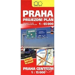 Praha průjezdní plán 1:65 000 + Praha Centrum 1:15 000 - Žaket
