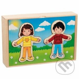 Drevené puzzle: Obleč deti - Goki
