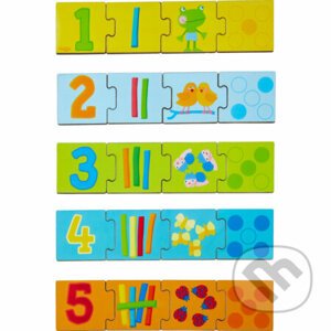 Drevené puzzle na učenie čísel do 5 - Haba