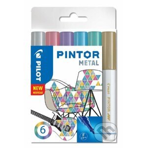 Sada 6 kusov akrylových popisovačov Pintor, (F) tenký, mix metalických farieb - PILOT